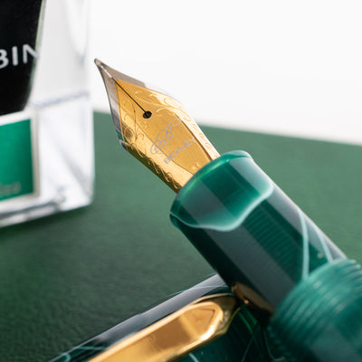 Bexley Poseidon Magnum II Green Seas Fountain Pen stainless steel nib