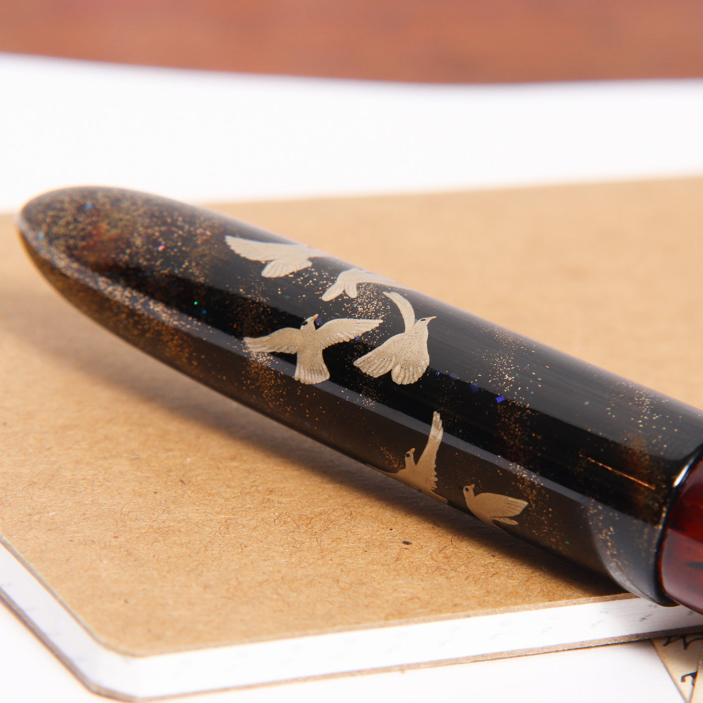 Bottegando Hawk Maki-e Fountain Pen Cap Details