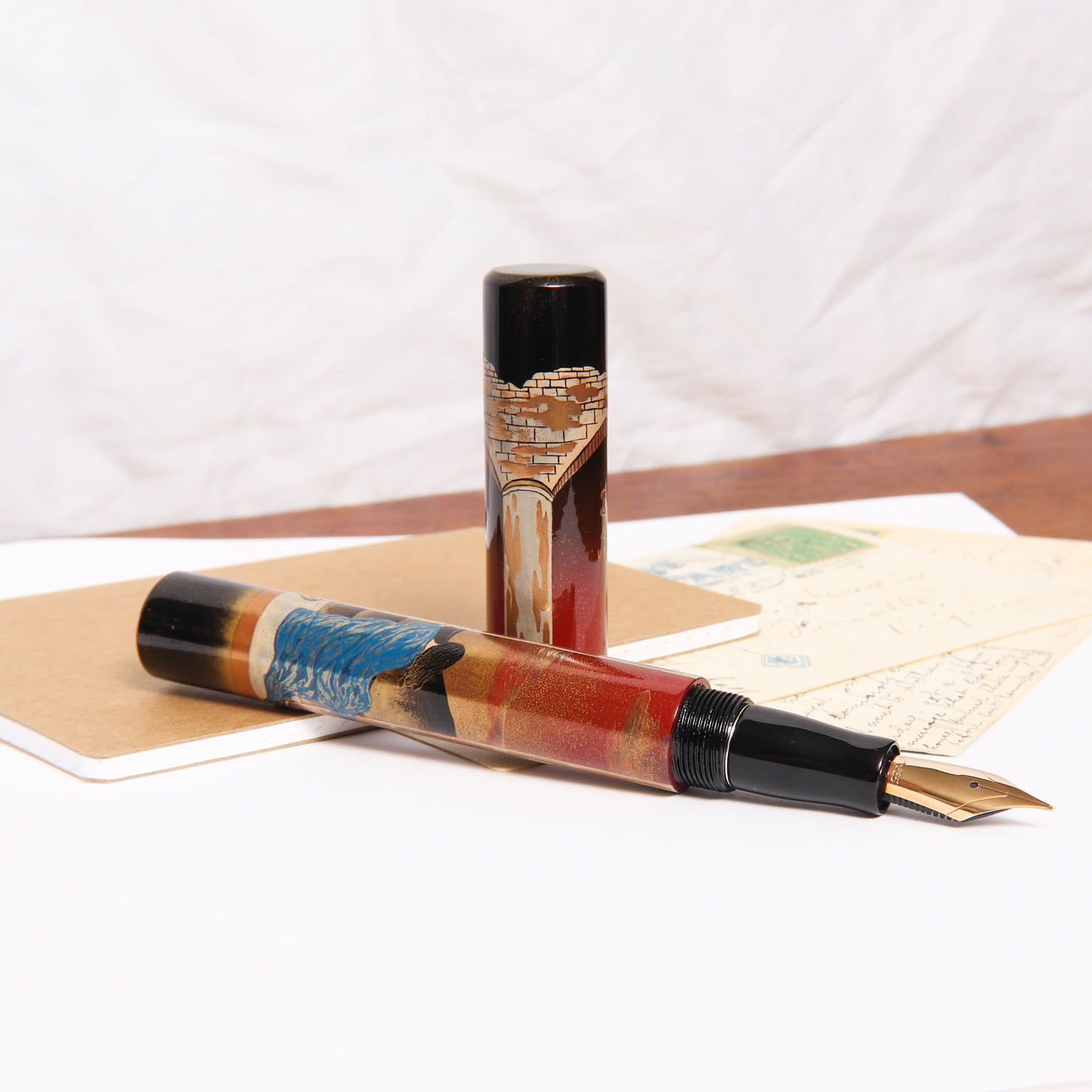 Bottegando Melancholy Maki-e Fountain Pen Uncapped