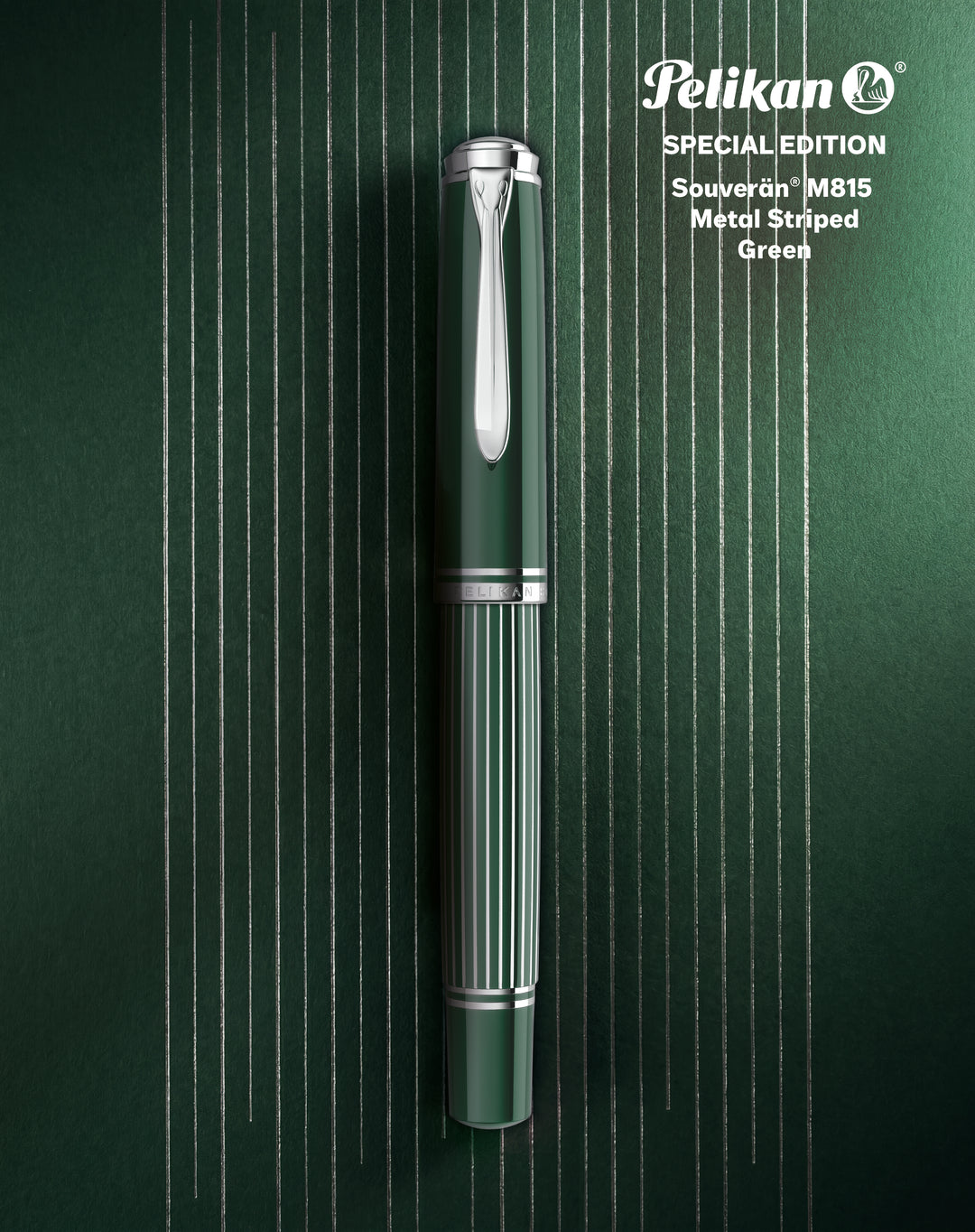Pelikan Souveran M815 Metal Striped Green Fountain Pen – Truphae