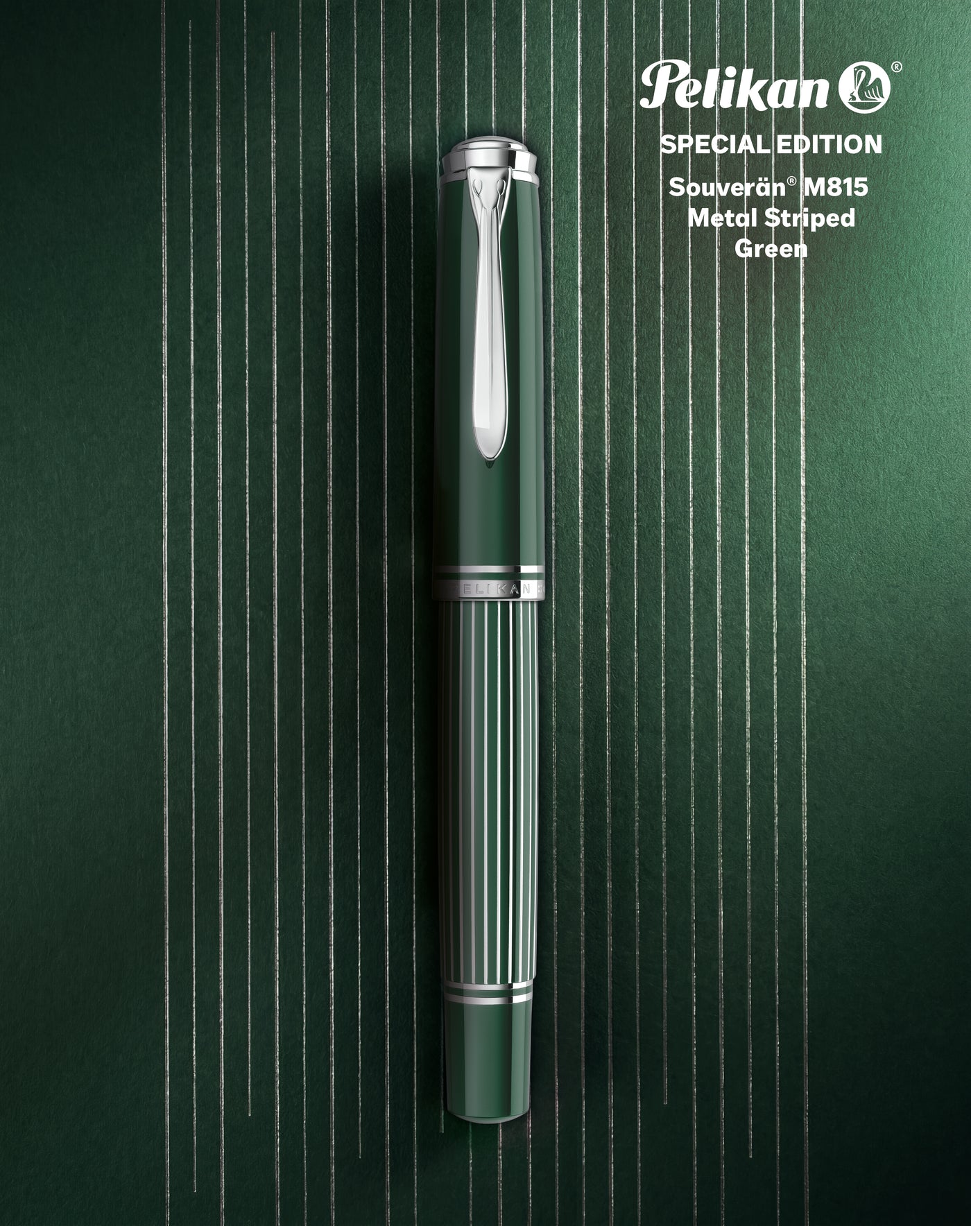 Pelikan Souveran M815 Metal Striped Green Fountain Pen – Truphae