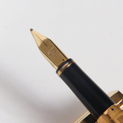 Caran d'Ache Hexagonal Gold Plated Guilloche Fountain Pen - Preowned Nib
