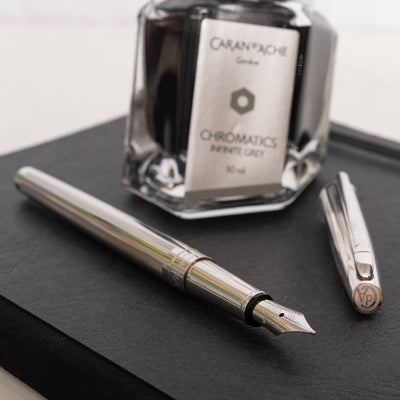 Caran d'Ache Madison Cisele Silver Rhodium Coated Fountain Pen - Preowned Silver