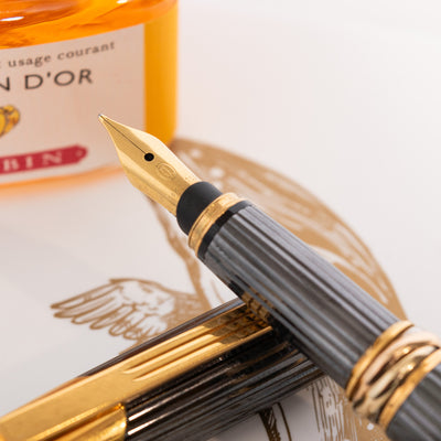 Cartier Cougar Gunmetal Gold Fountain Pen 18k Gold Nib