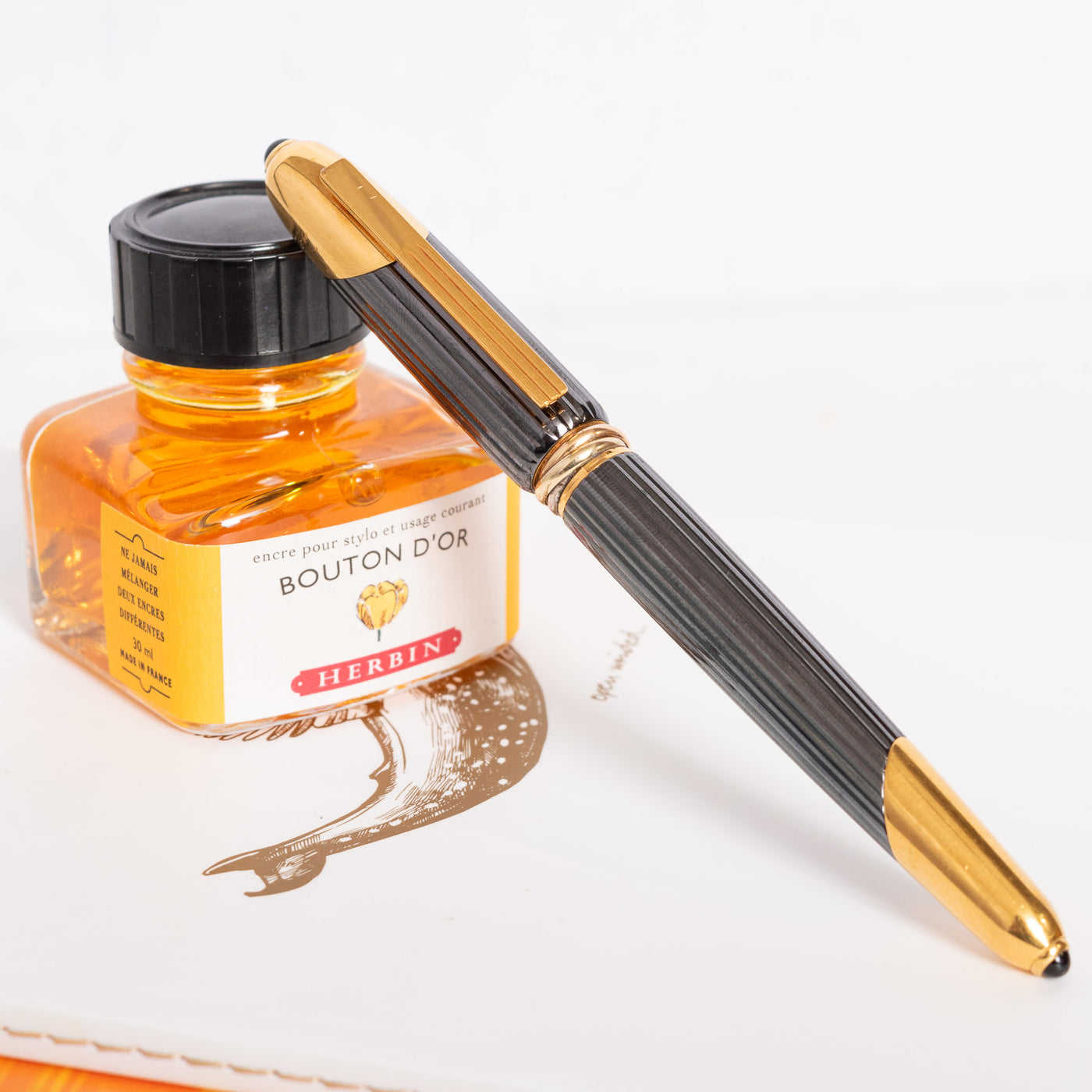 Cartier Cougar Gunmetal Gold Fountain Pen Capped