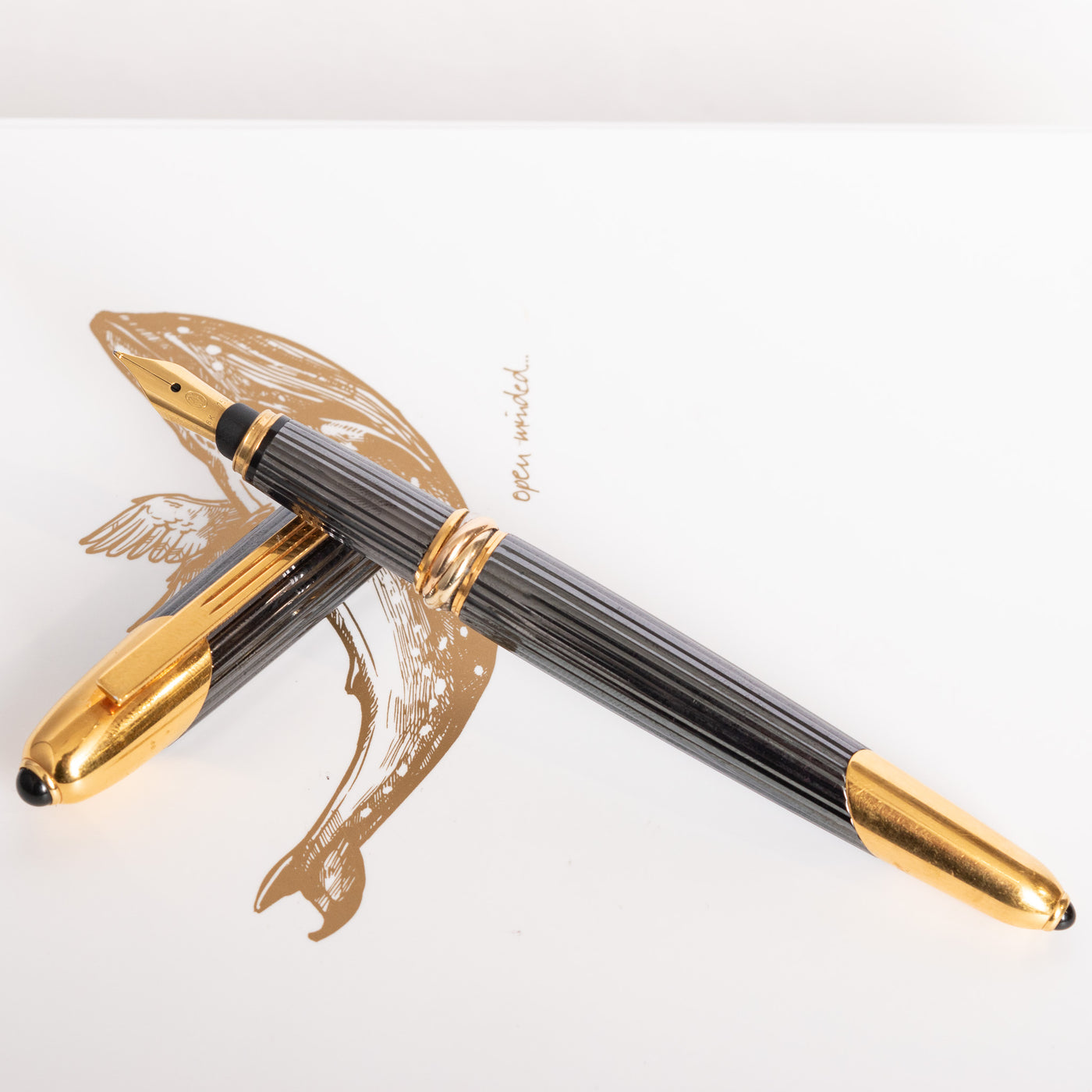 Cartier Cougar Gunmetal Gold Fountain Pen Grey