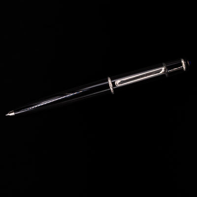 An overhead view of the Cartier Diabolo Black & Platinum Ballpoint Pen - Preowned activated.
