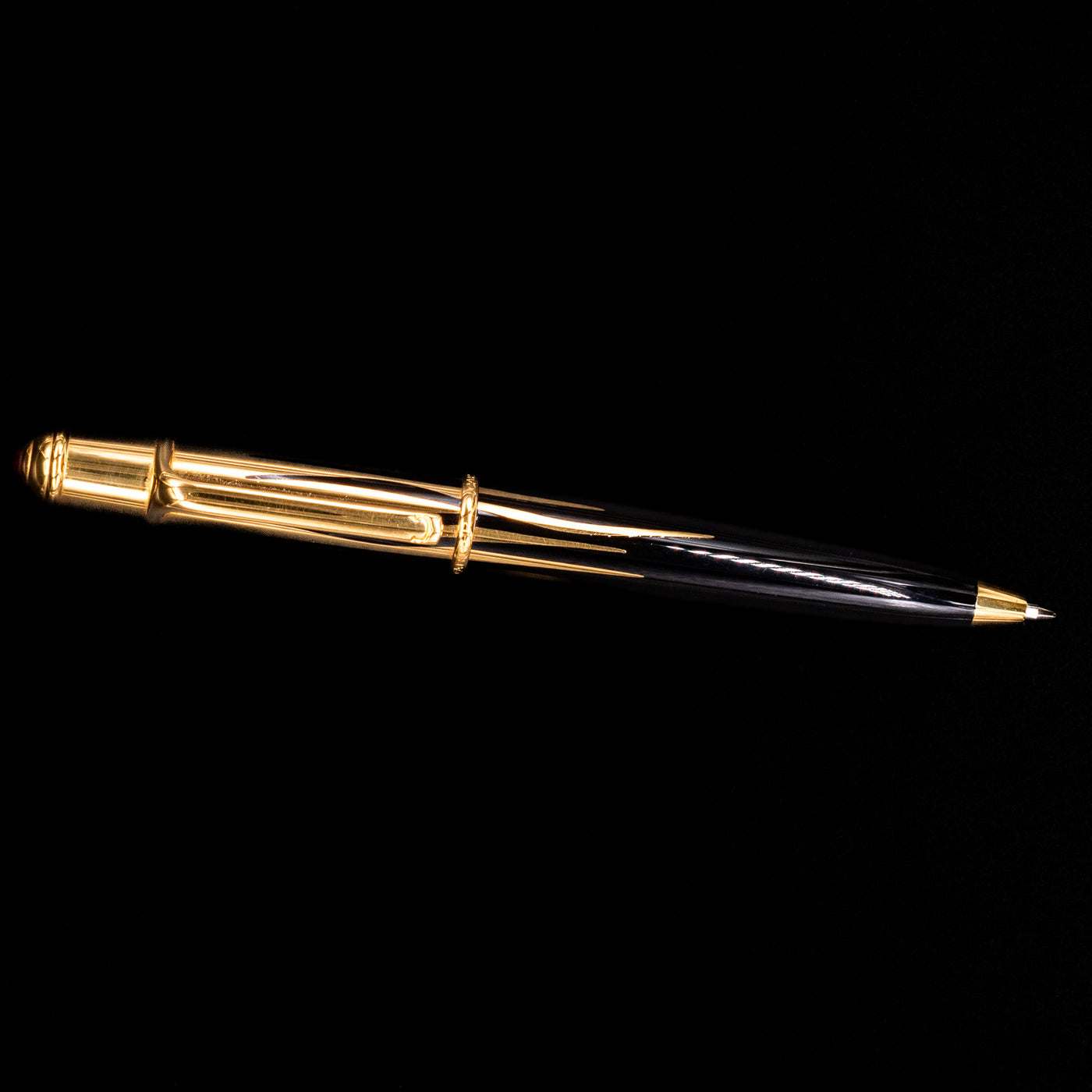 An overhead view of the Cartier Diabolo Mini Flame Ballpoint Pen - Preowned.