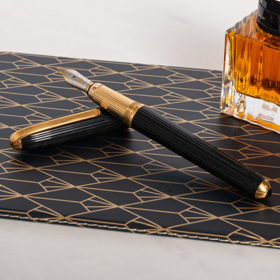 Cartier Louis Black Composite & Gold Fountain Pen rare