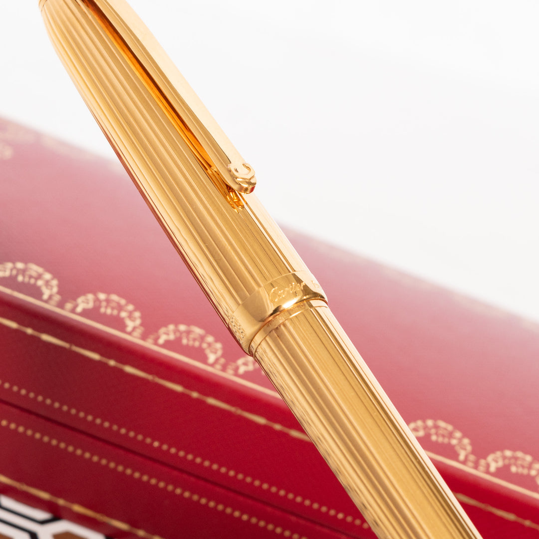 Cartier Louis Gold Plated Godron Finish Ballpoint Pen - Preowned