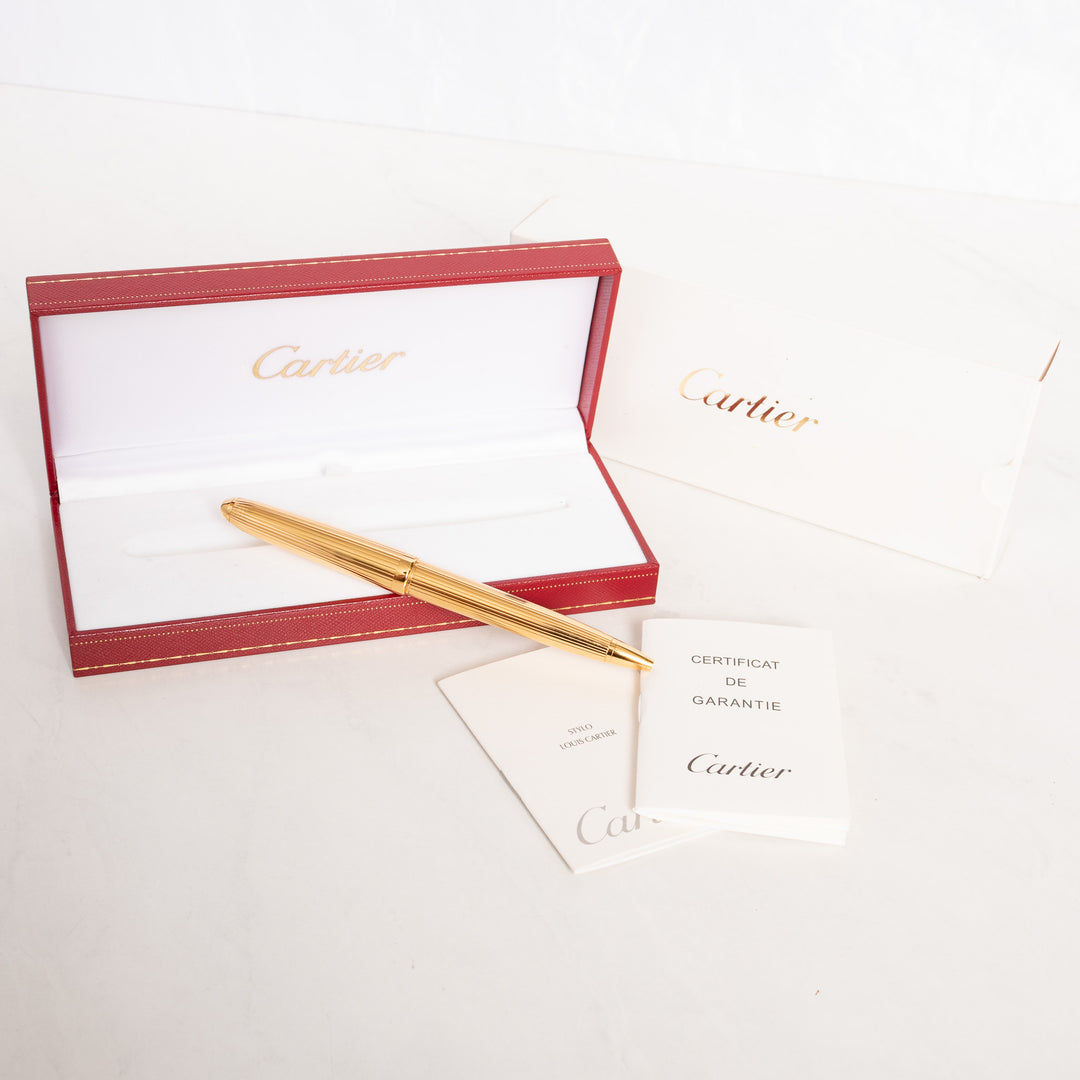 Cartier Louis Gold Plated Godron Ballpoint Pen - Preowned – Truphae