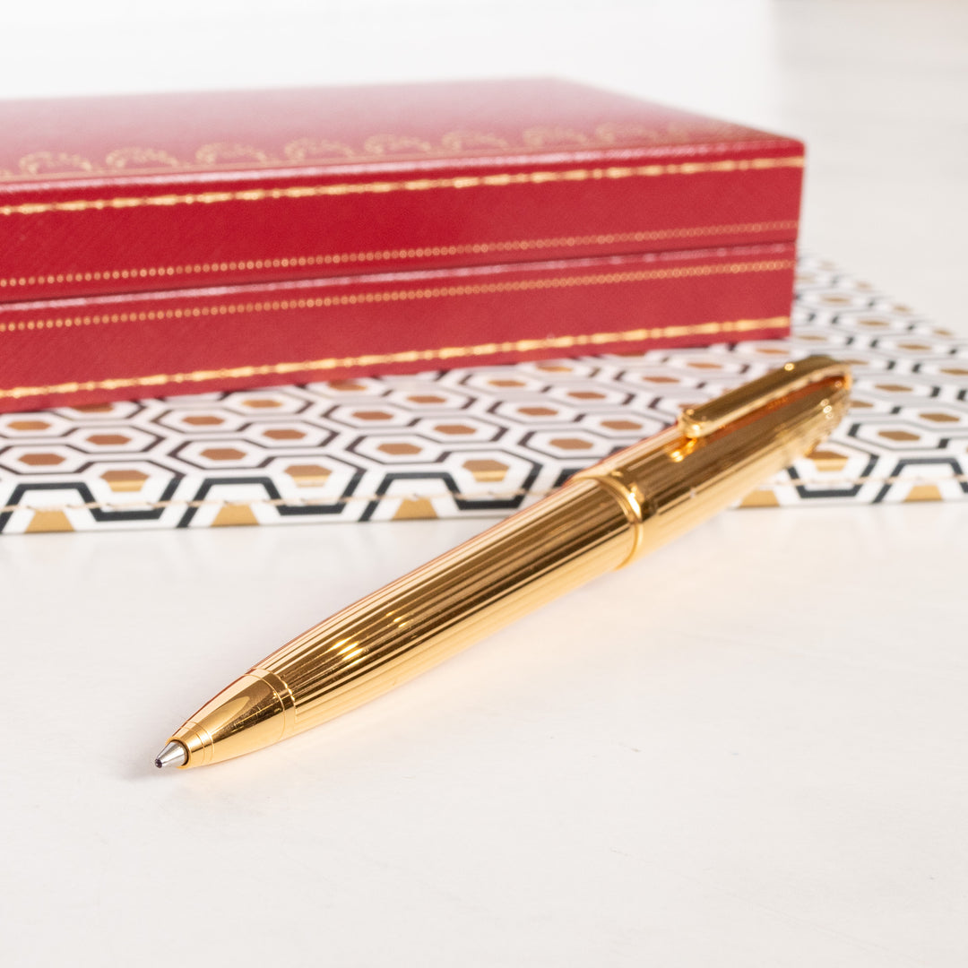 Cartier Louis Gold Plated Godron Finish Ballpoint Pen