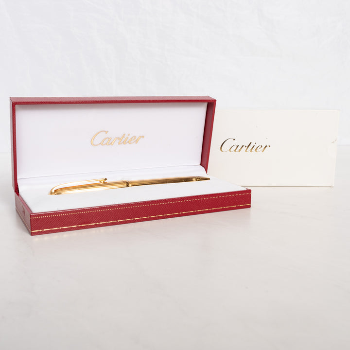 Cartier Louis Gold Plated Godron Finish Ballpoint Pen Preowned