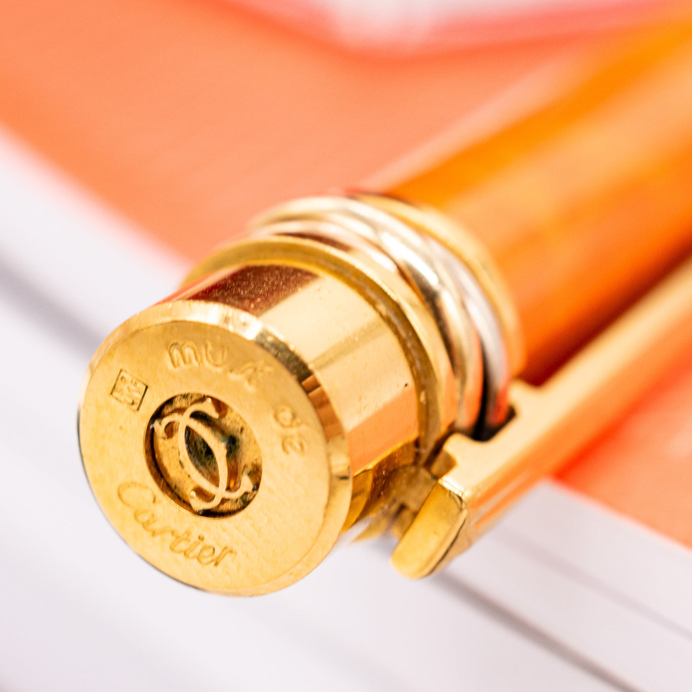 Cartier Trinity Orange Ballpoint Pen Cap Top