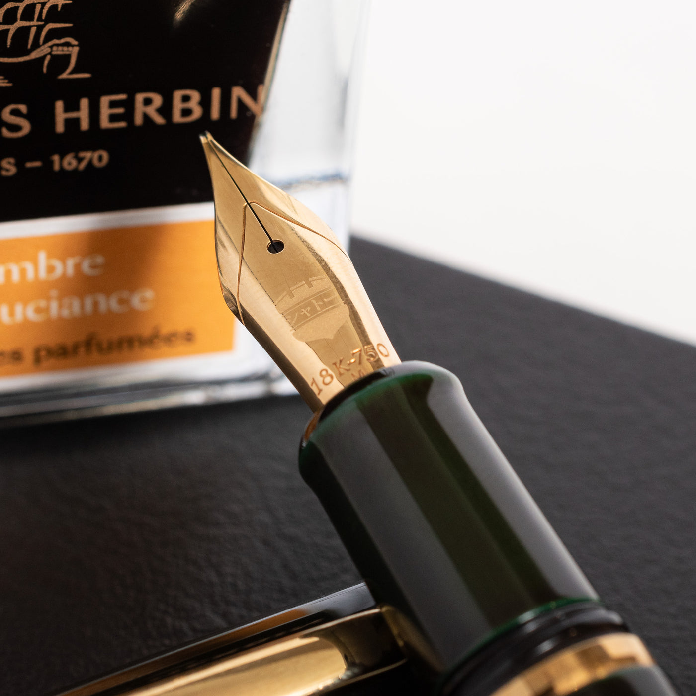 Chateau Pens Prototype Dark Green Tamenuri Urushi Fountain Pen 18k Gold Nib