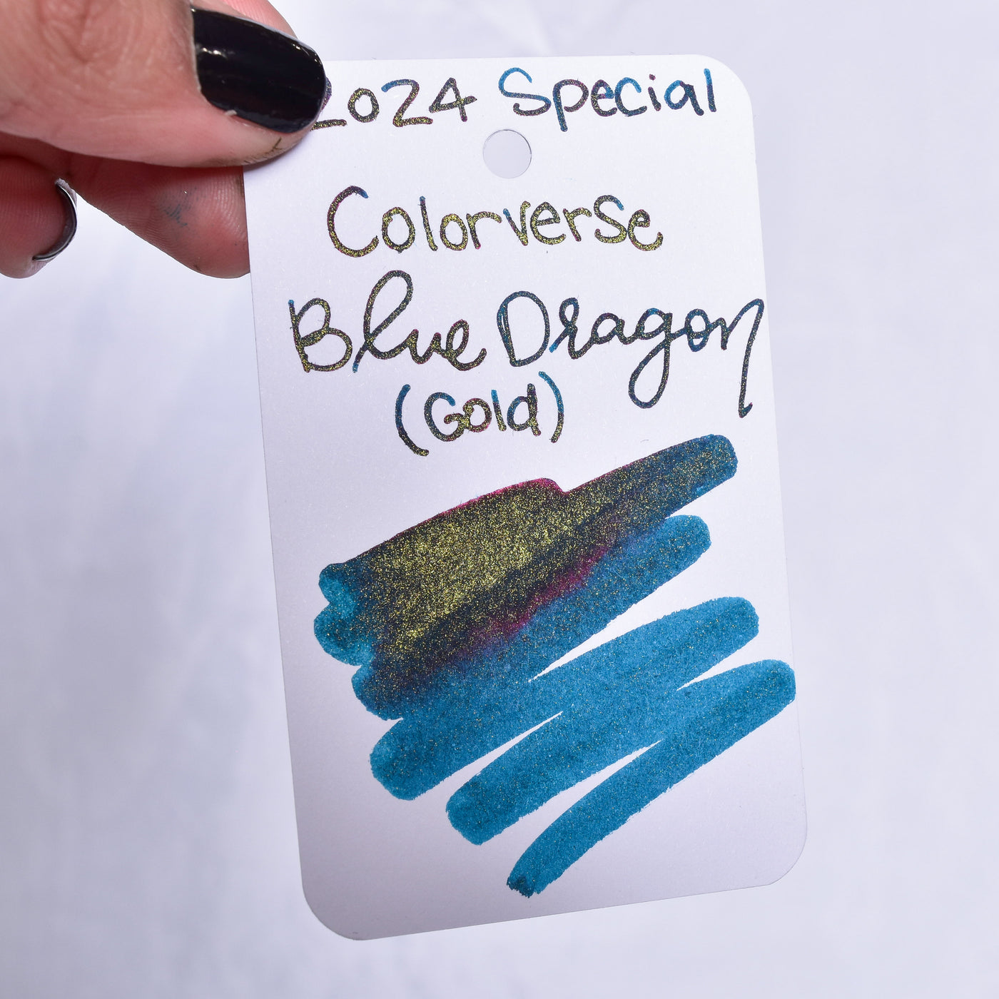 Colorverse 2024 Blue Dragon Glistening Gold Ink Bottle shimmering