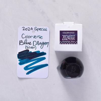 Colorverse 2024 Blue Dragon Glistening Silver Ink Bottle blue