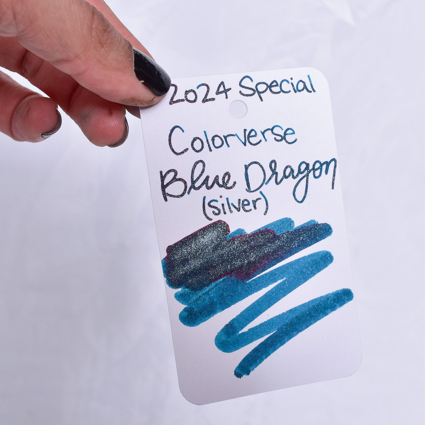 Colorverse 2024 Blue Dragon Glistening Silver Ink Bottle shimmering