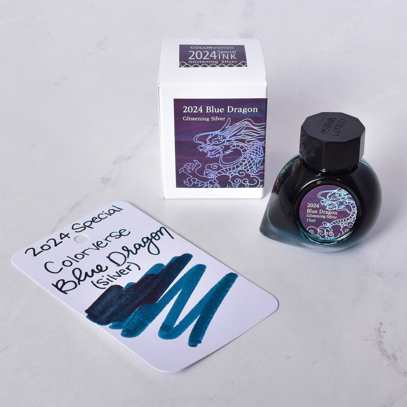 Colorverse 2024 Blue Dragon Glistening Silver Ink Bottle