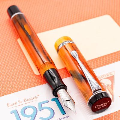 Conklin Duragraph Amber Fountain Pen chrome trim