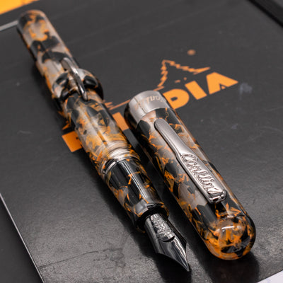 Conklin mark Twain Crescent Filler Fountain Pen - Orange Medley gunmetal trim