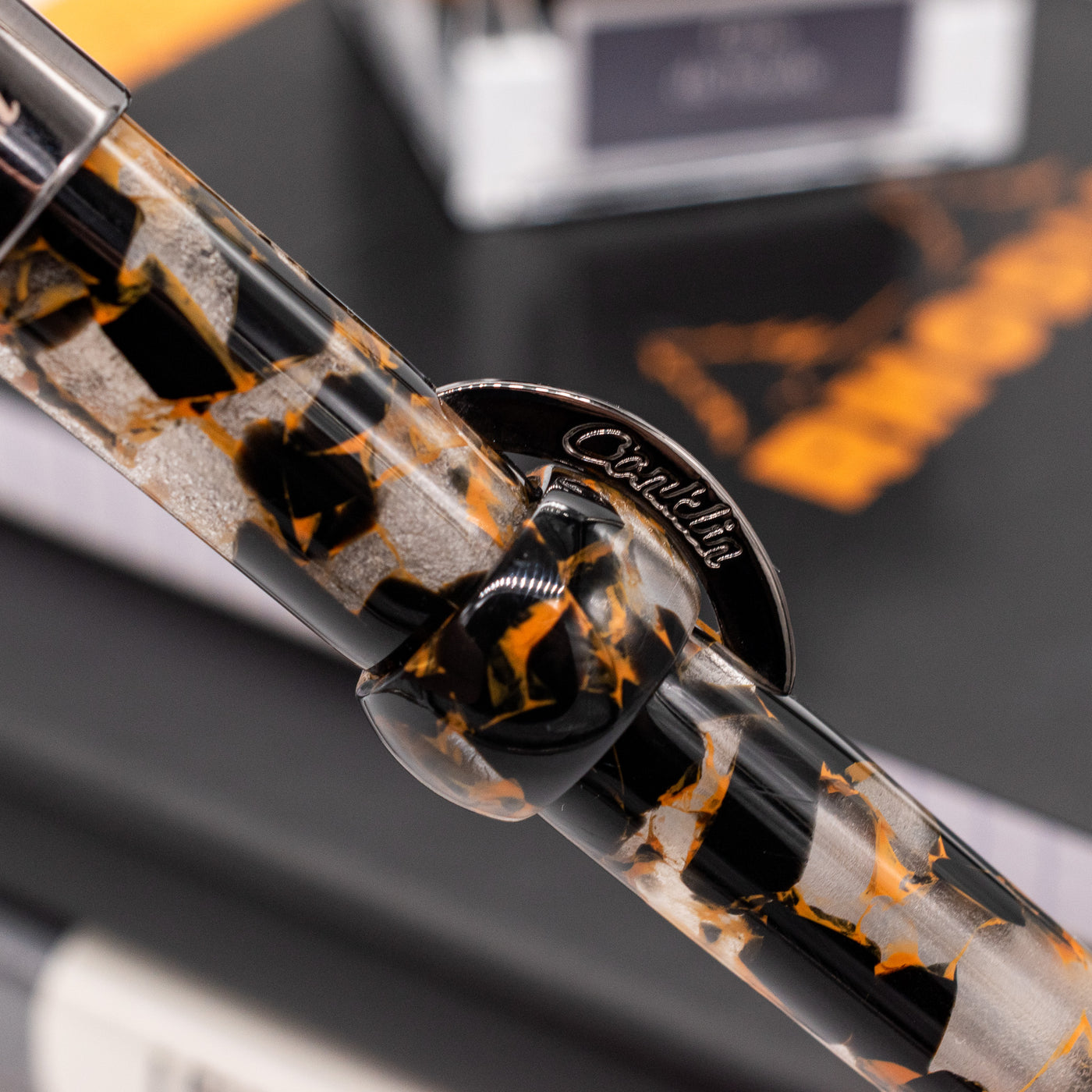 Conklin mark Twain Crescent Filler Fountain Pen - Orange Medley ring