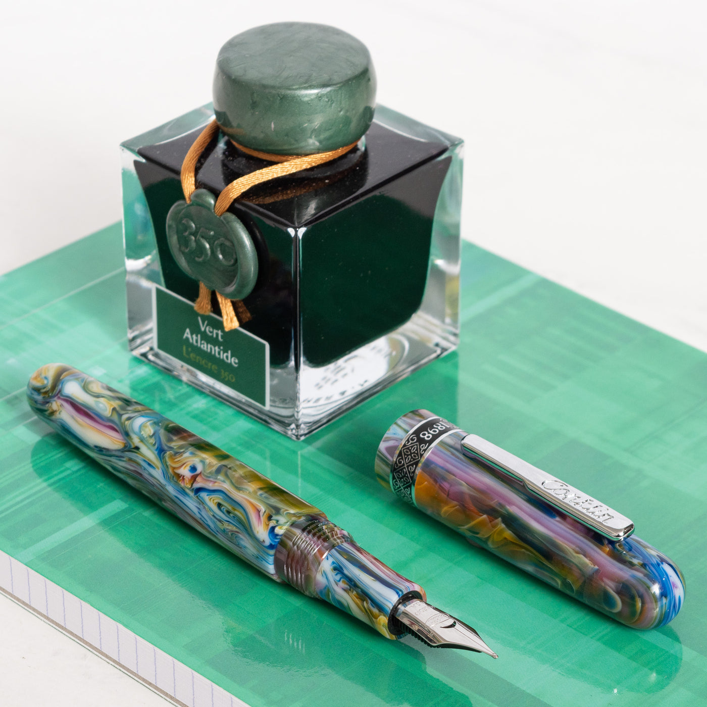 Conklin 1898 Misto Green Fountain Pen chrome trim