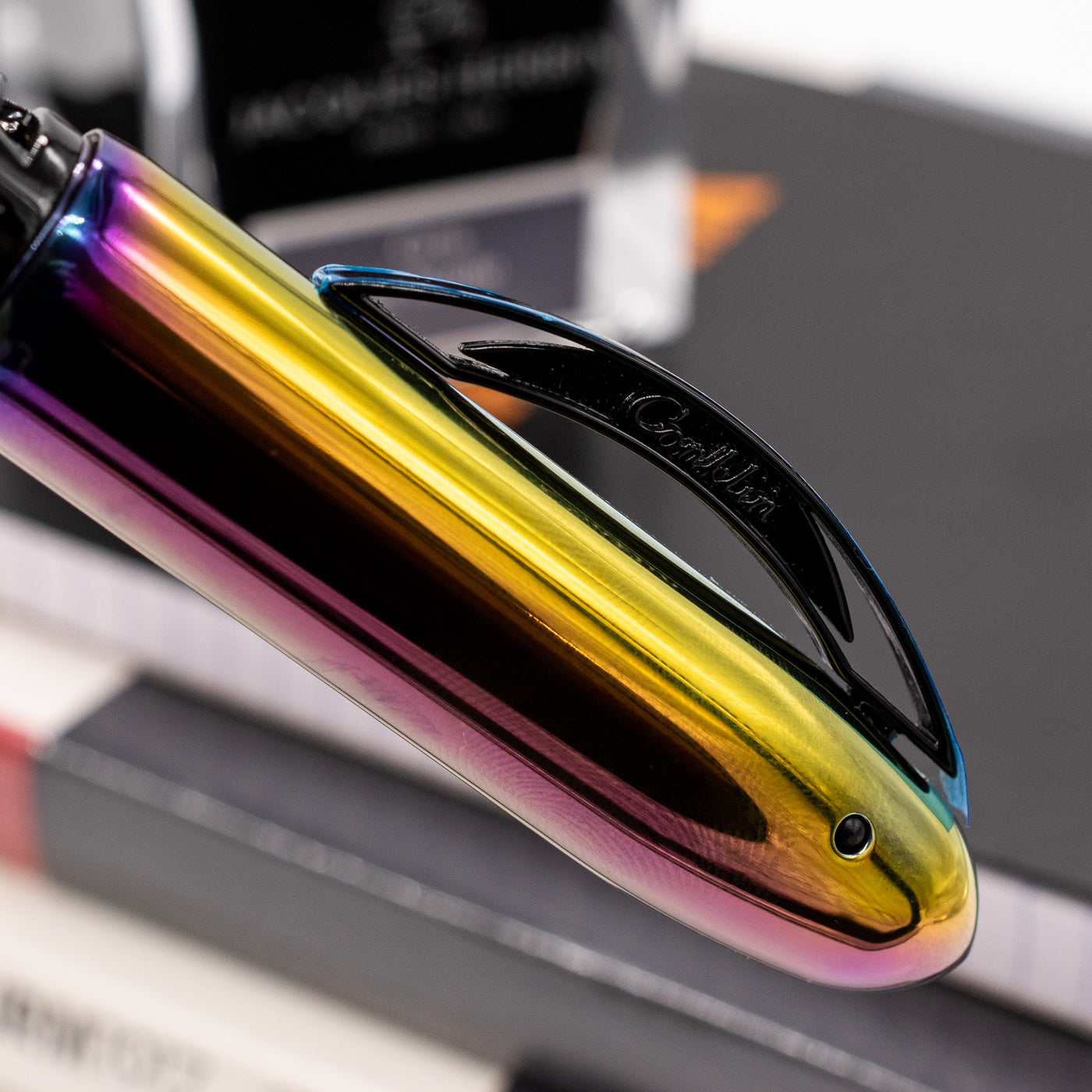 Conklin Nozac Futura Rainbow Fountain Pen clip