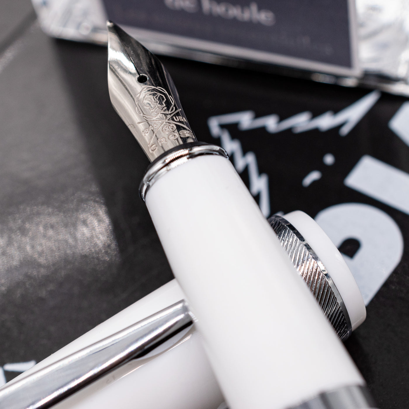 Cross Bailey Lights Fountain Pen - White & Chrome stainless steel nib