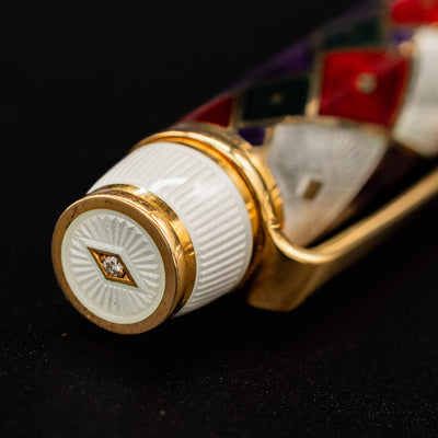 David Oscarson Harlequin Fountain Pen - White cap top diamond