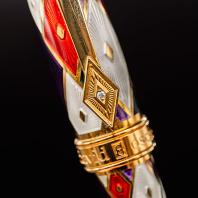 David Oscarson Harlequin Fountain Pen - White diamond clip
