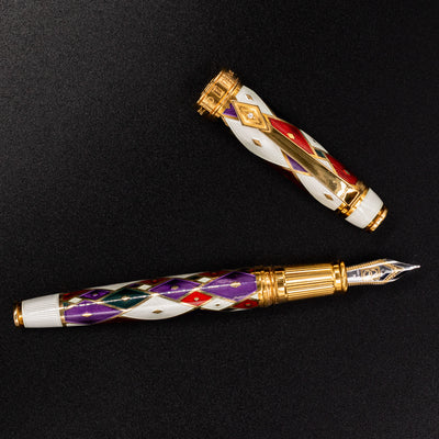 David Oscarson Harlequin Fountain Pen - White enamel