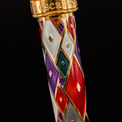 David Oscarson Harlequin Fountain Pen - White panels guilloche
