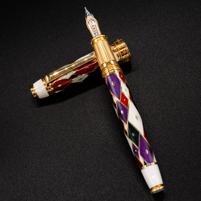 David Oscarson Harlequin Fountain Pen - White purple