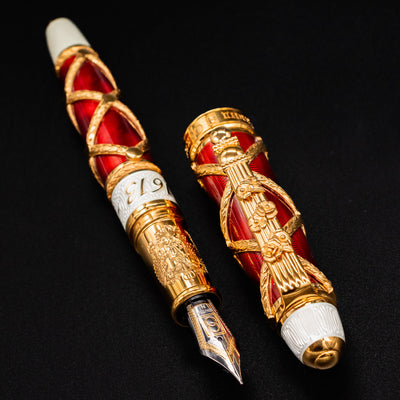David Oscarson Imperial Fountain Pen - Ruby Sterling Silver Vermeil