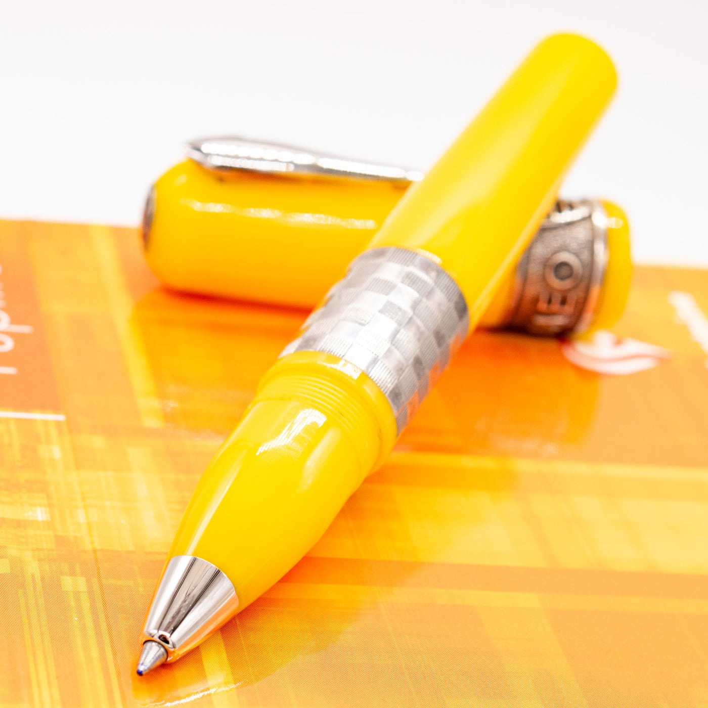 Delta Alfa Romeo Yellow Rollerball Pen uncapped