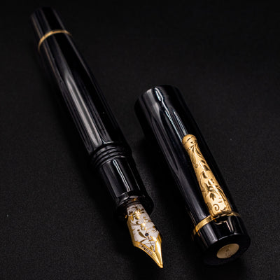  Delta Bio+16 Nera Fountain Pen - Stainless Steel Nib gold trim
