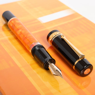 Delta DV Original Midsize Gold Fountain Pen Black Orange