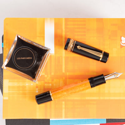 Delta Dolcevita Oversize Black & Orange Fountain Pen New