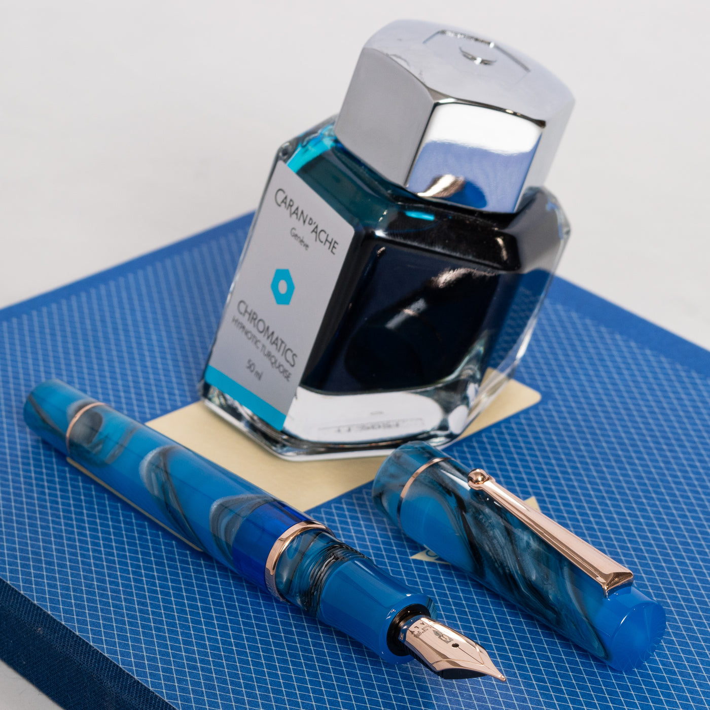 Delta Duna Blue Oasis Fountain Pen chrome plated