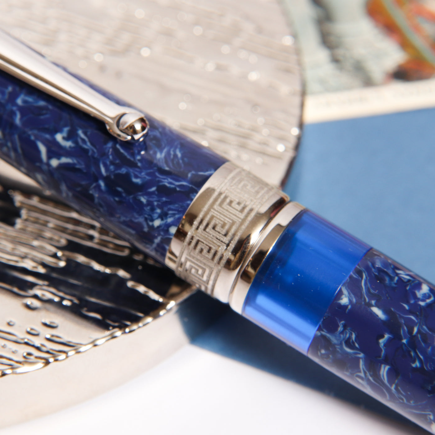 Delta Lapis Blue Celluloid Fountain Pen Center Band