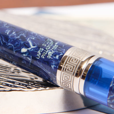 Delta Lapis Blue Celluloid Fountain Pen Engraving