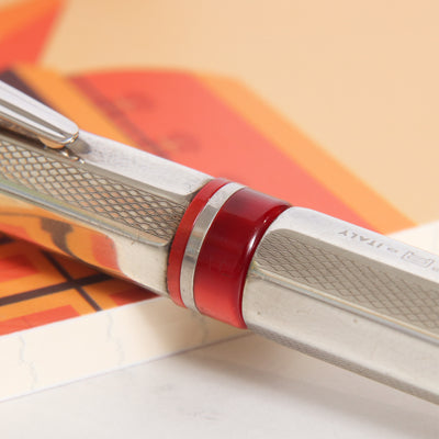 Delta Profili Red & Sterling Silver Ballpoint Pen - Preowned Center Band