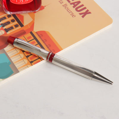 Delta Profili Red & Sterling Silver Ballpoint Pen - Preowned Closed
