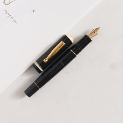 Delta Via Veneto Fountain Pen - Preowned Black Resin with Gold Trim