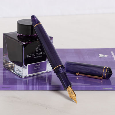 Delta Write Balance Purple Fountain Pen uncapped