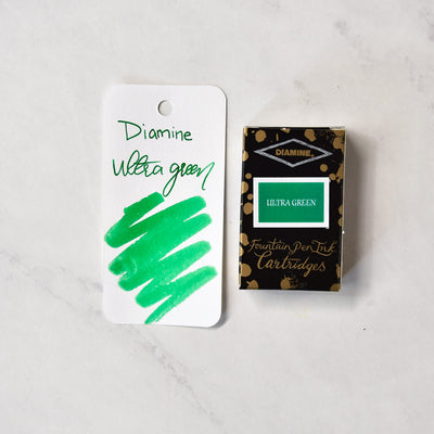 Diamine Ultra Green Ink Cartridges - Pack of 18