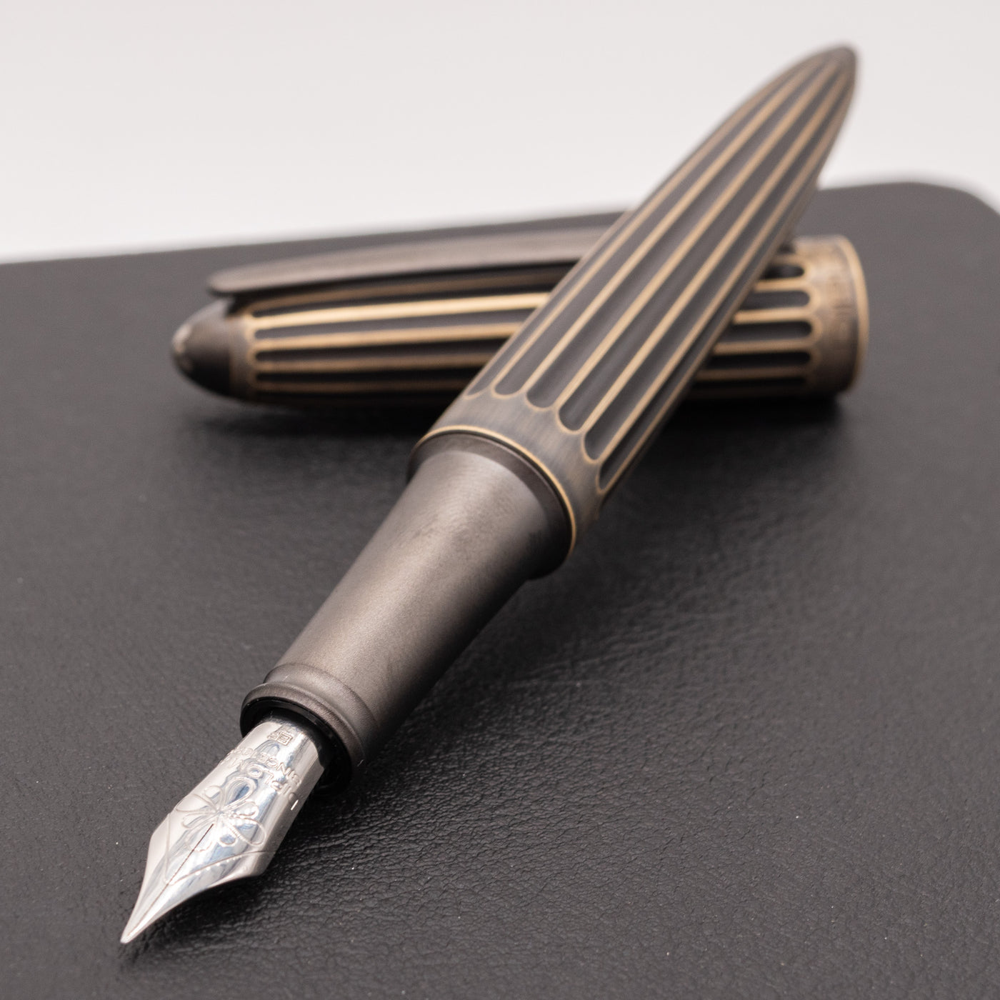 Diplomat Aero Oxyd Brass Stripes Fountain Pen Uncapped