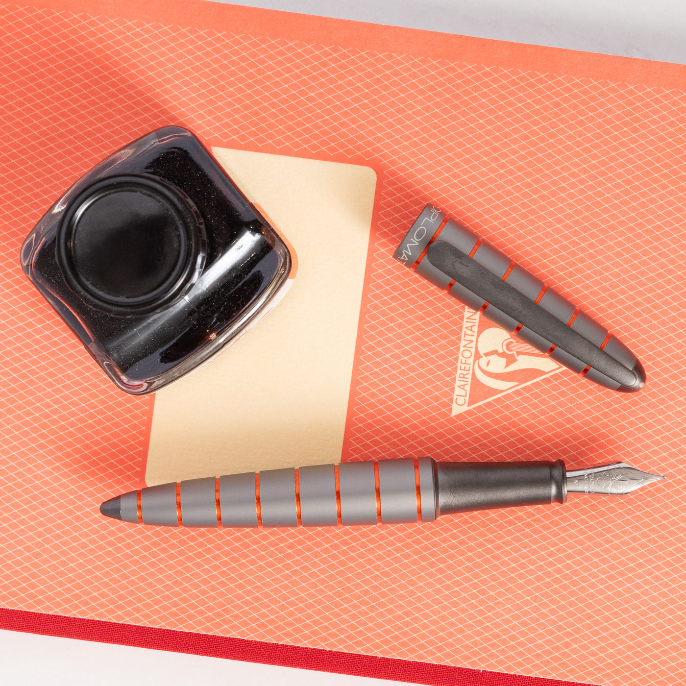 Diplomat Elox Ring Fountain Pen - Grey & Orange