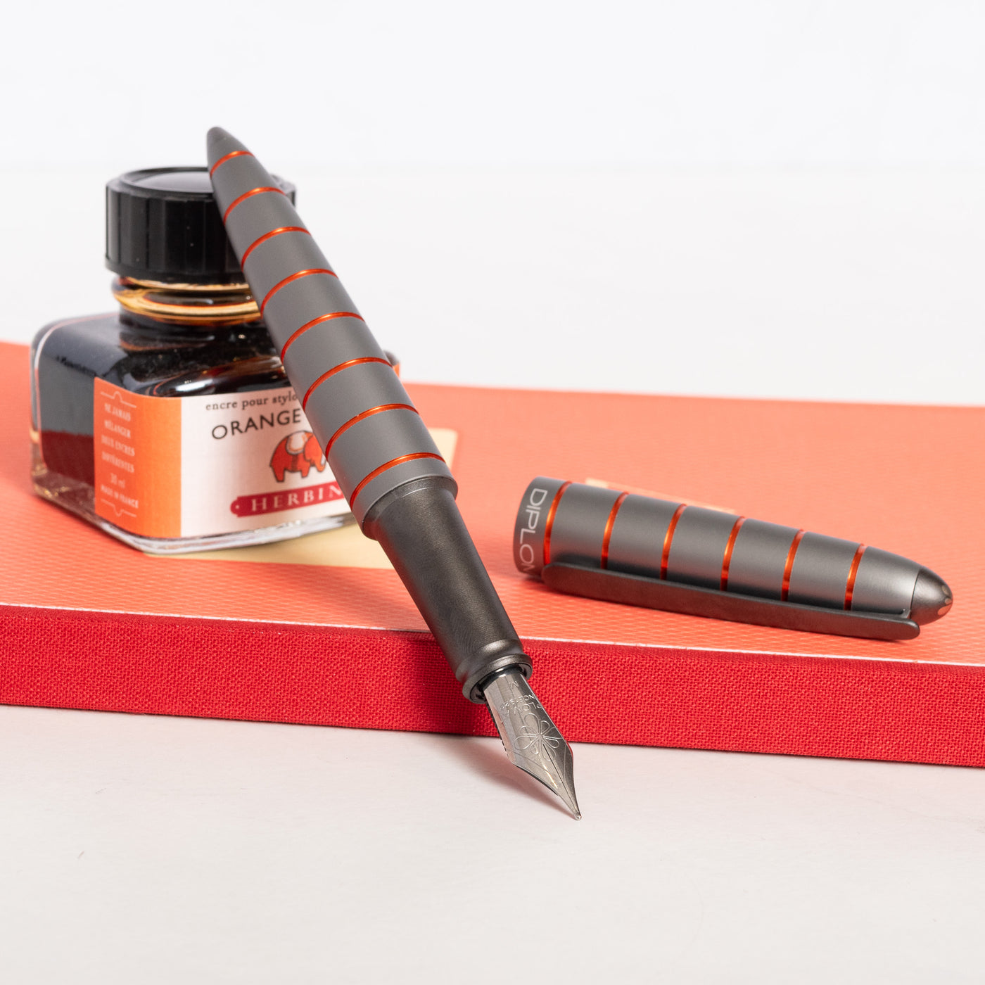 Diplomat Elox Ring Grey & Orange Fountain Pen